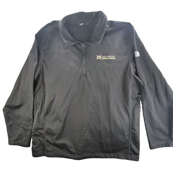 The North Face‎ Sweater Black Mens XL 1/4 Quarter Zip Fleece Jacket Embroidered - Picture 1 of 15